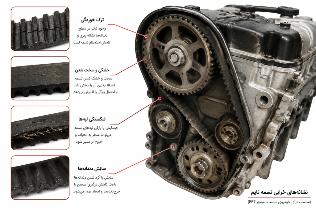 علائم پارگی تسمه تایم ماشبن